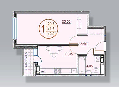 Планировки 1-комнатных квартир ЖК Три Богатыря