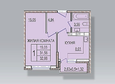 Планировки 1-комнатных квартир ЖК Восточно-Кругликовский - литер 4-1-1