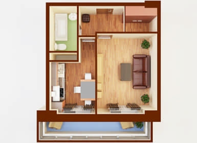 Планировки 1-комнатных квартир ЖК Этажи
